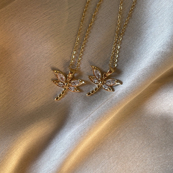 Dragon fly | gold plated necklace