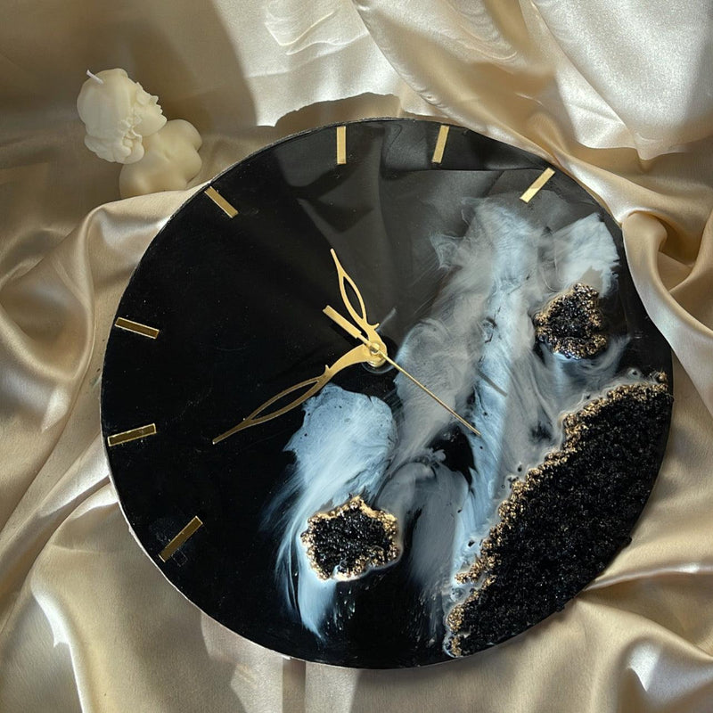 Black beach Resin Wall Clock | Hand made roman clock