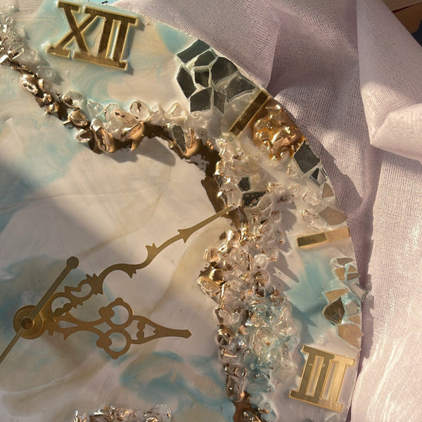 Cloud 9,  Resin Wall Clock | Hand made roman clock