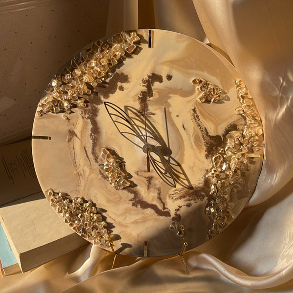 Clair | Caramel Resin Wall Clock | Hand made roman clock