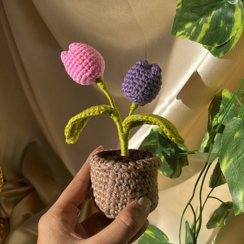Crochet flower mini pots - Crochet flowers