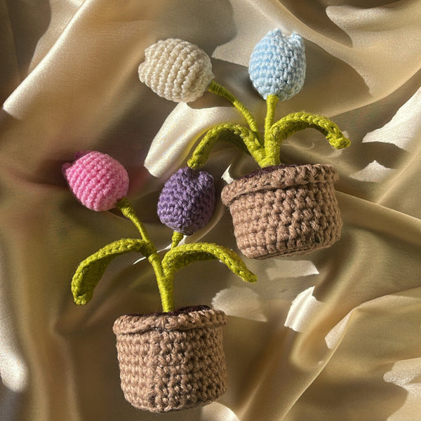 Crochet flower mini pots - Crochet flowers